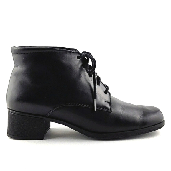 Naturalizer Shoes - Naturalizer Women's Black Leather Lined Lace Up Ankle Boots  Block Heel Size 8